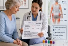Blood tests for polymyalgia rheumatica showing ESR and CRP inflammatory markers