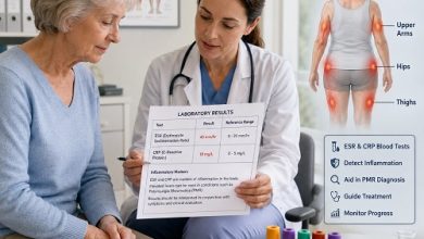 Blood tests for polymyalgia rheumatica showing ESR and CRP inflammatory markers