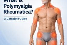 What is polymyalgia rheumatica showing pain and stiffness in the shoulders, neck, hips, and thighs