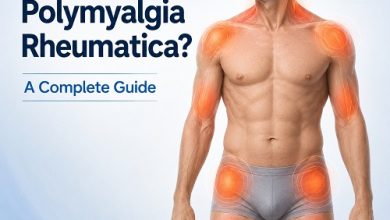 What is polymyalgia rheumatica showing pain and stiffness in the shoulders, neck, hips, and thighs