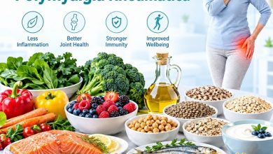 Anti-inflammatory foods for polymyalgia rheumatica including vegetables, berries, salmon, nuts and olive oil