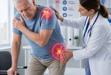 Polymyalgia Rheumatica muscle weakness causing shoulder and hip discomfort in an older adult
