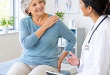 Older adult discussing polymyalgia rheumatica remission and recovery with a doctor