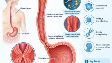 Achalasia causes and esophageal nerve damage affecting the oesophagus