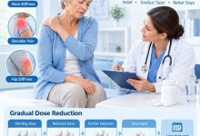 Prednisone treatment for polymyalgia rheumatica showing gradual steroid taper and treatment timeline