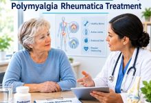 Older adult discussing prednisone side effects and polymyalgia rheumatica treatment with a doctor