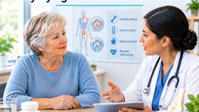 Older adult discussing prednisone side effects and polymyalgia rheumatica treatment with a doctor