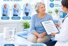 Older adult discussing polymyalgia rheumatica recovery and treatment progress with a doctor