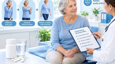 Older adult discussing polymyalgia rheumatica recovery and treatment progress with a doctor