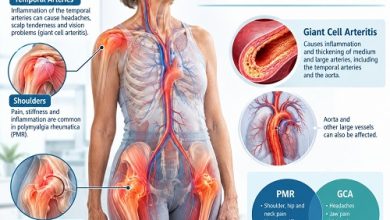 Polymyalgia Rheumatica and Giant Cell Arteritis affecting the shoulders, hips and blood vessels