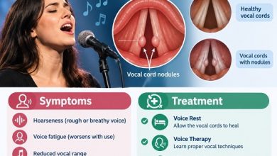 Singer experiencing vocal cord nodules and hoarseness while practising singing