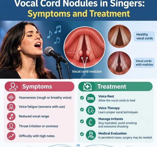 Singer experiencing vocal cord nodules and hoarseness while practising singing