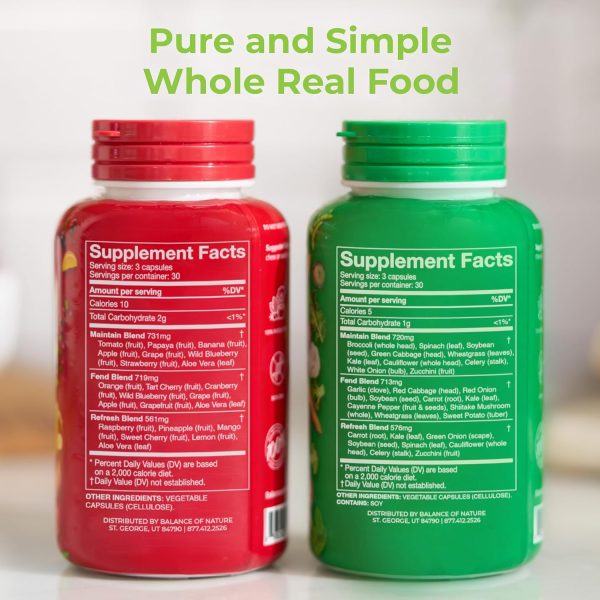 Balance of Nature Fruits and Veggies - Whole Food Supplement with Superfood for Women, Men, and Kids - 90 Fruit Capsules, 90 Veggie Capsules - Image 2